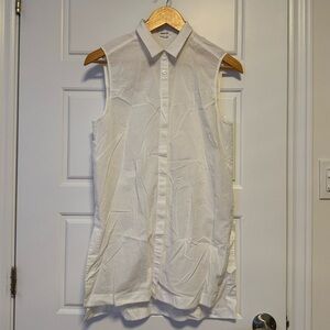 Helmut Lang sleeveless white cotton button down shirt